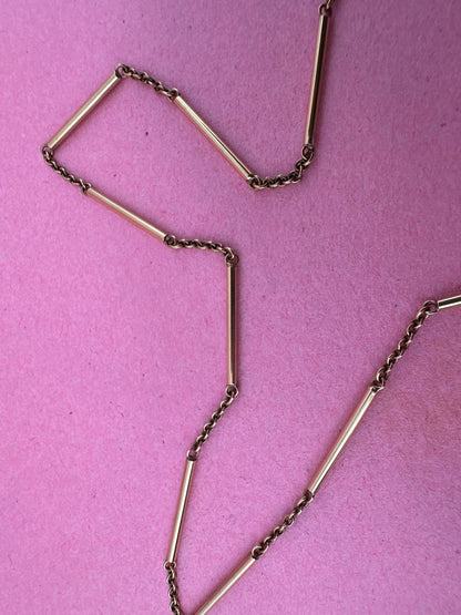 Vintage 9ct Gold Bar Station chain