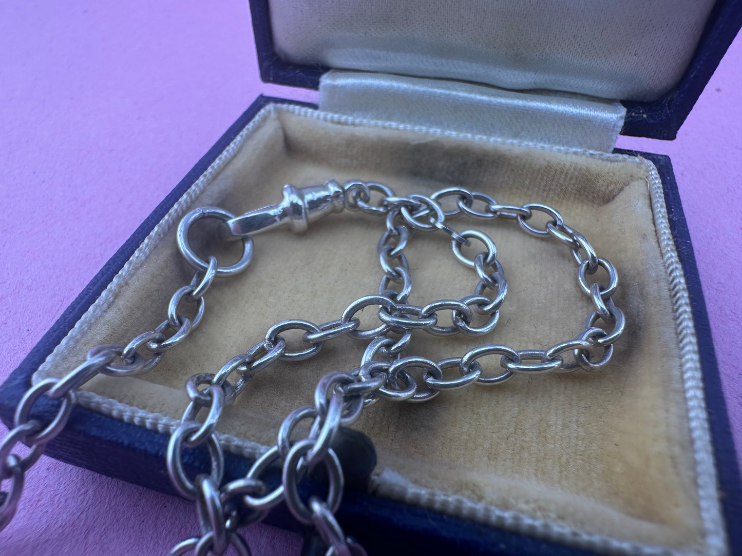 Vintage Sterling silver cable chain with dog clip
