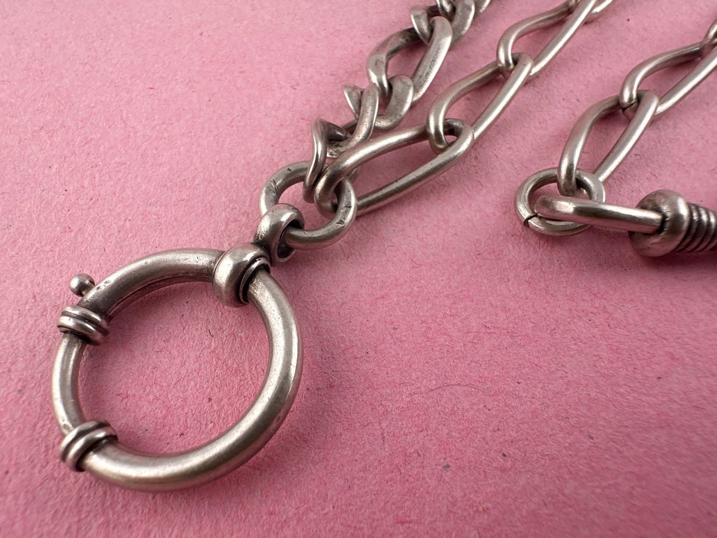 Re-imagined mixed link 800 & Sterling silver Albert chain with XL bolt clasp.