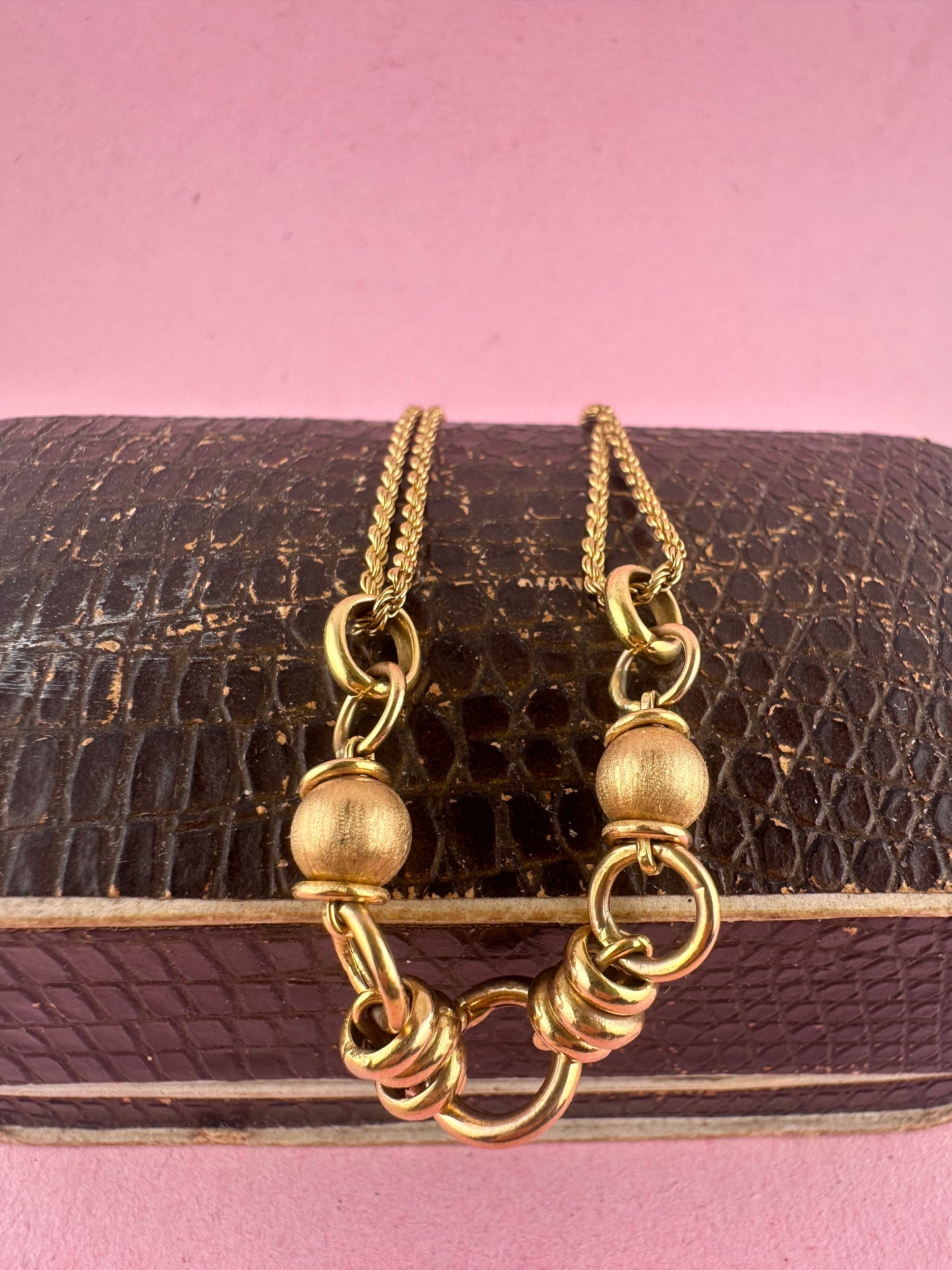 Vintage 9ct gold Bead and Rope bracelet