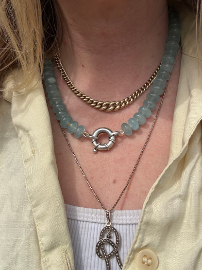 Re-imagined Vintage Topaz Beads with vintage XL Silver Bolt clasp