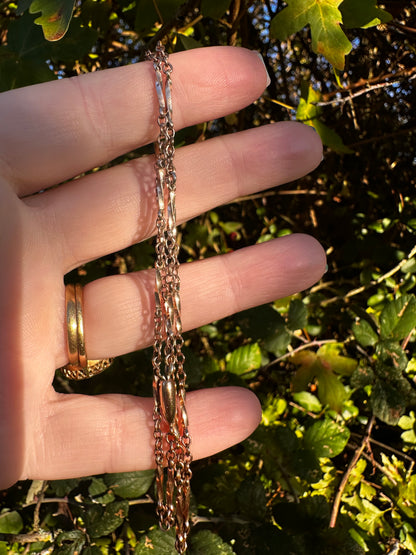 Antique 9ct Rose Gold Twist Bar station chain