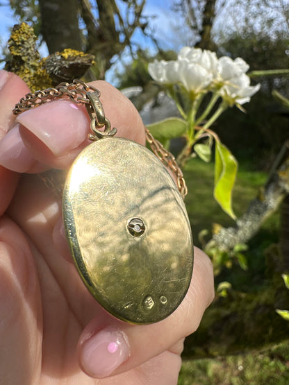 14ct Gold Coral and Diamond Pendant