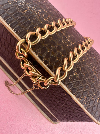 Antique 15ct Gold Curb Bracelet with concealed clasp