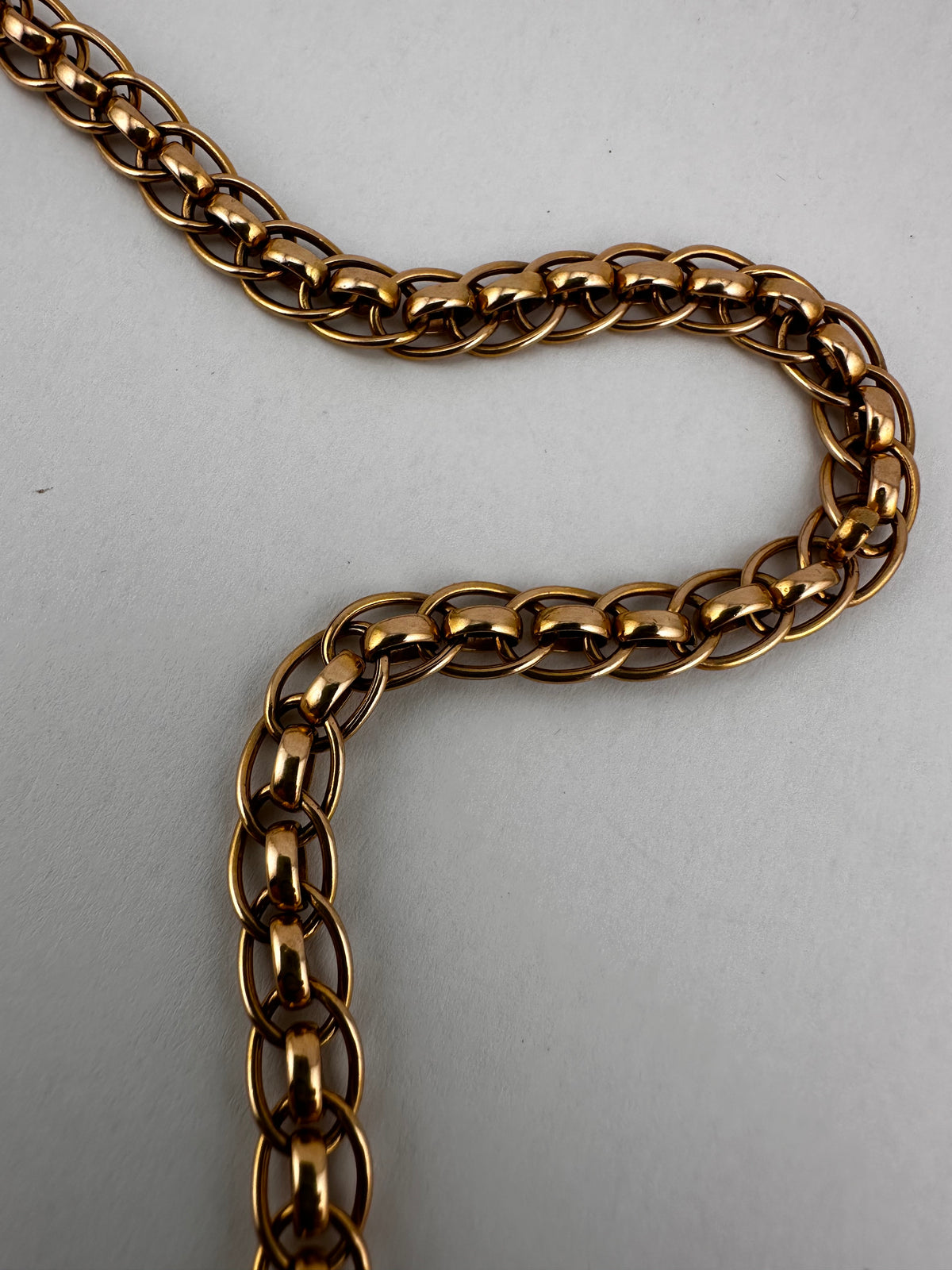 Vintage 9ct Peachy Gold Roller Ball chain with XL bolt clasp
