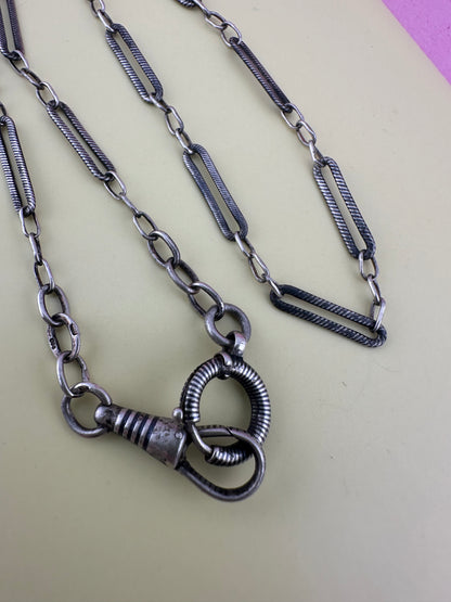 Antique 800 Silver Niello Trombone chain