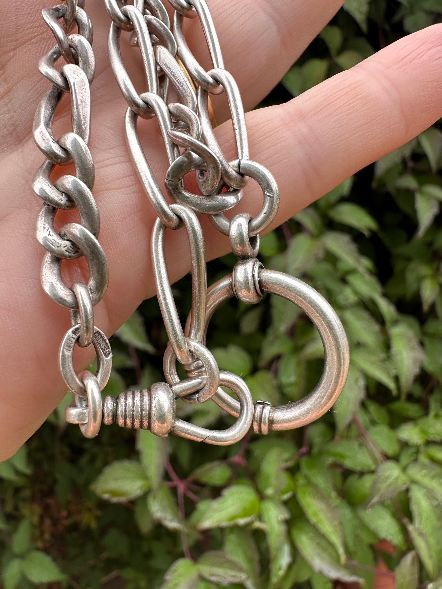 Re-imagined mixed link 800 & Sterling silver Albert chain with XL bolt clasp.
