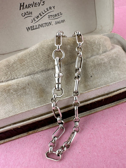 Vintage Sterling Silver Mini trombone link bracelet with swivel dog clip