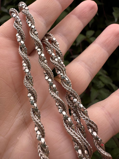 Sterling Silver disco and foxtail twist chain