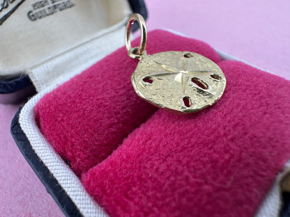 Vintage 14ct Sand Dollar Sea Urchin Charm with 9ct Gold bail.