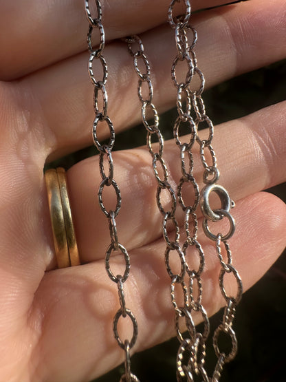 Sterling Silver Textured Oval belcher chain