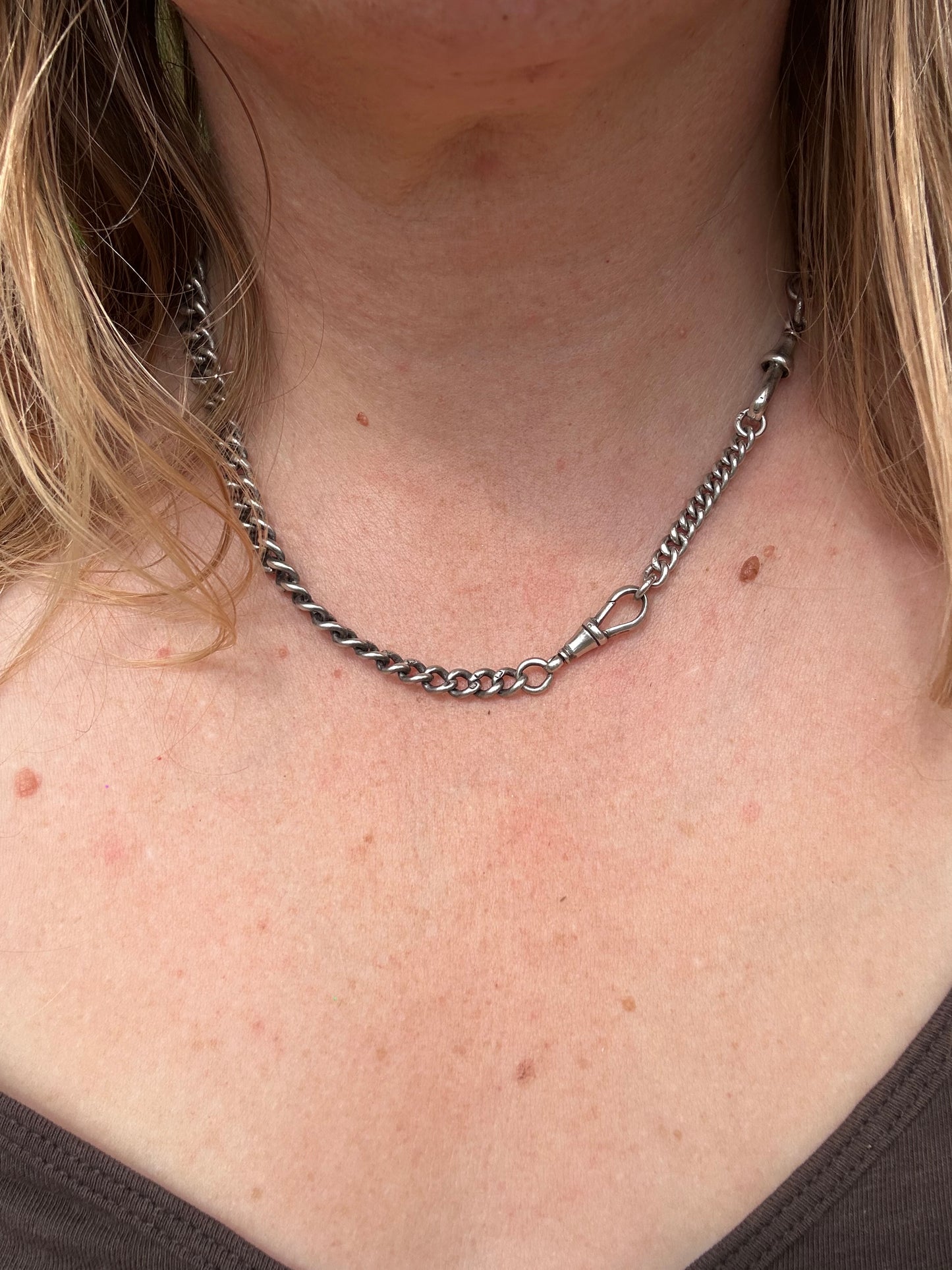 Antique Sterling silver curb extender- no clasps