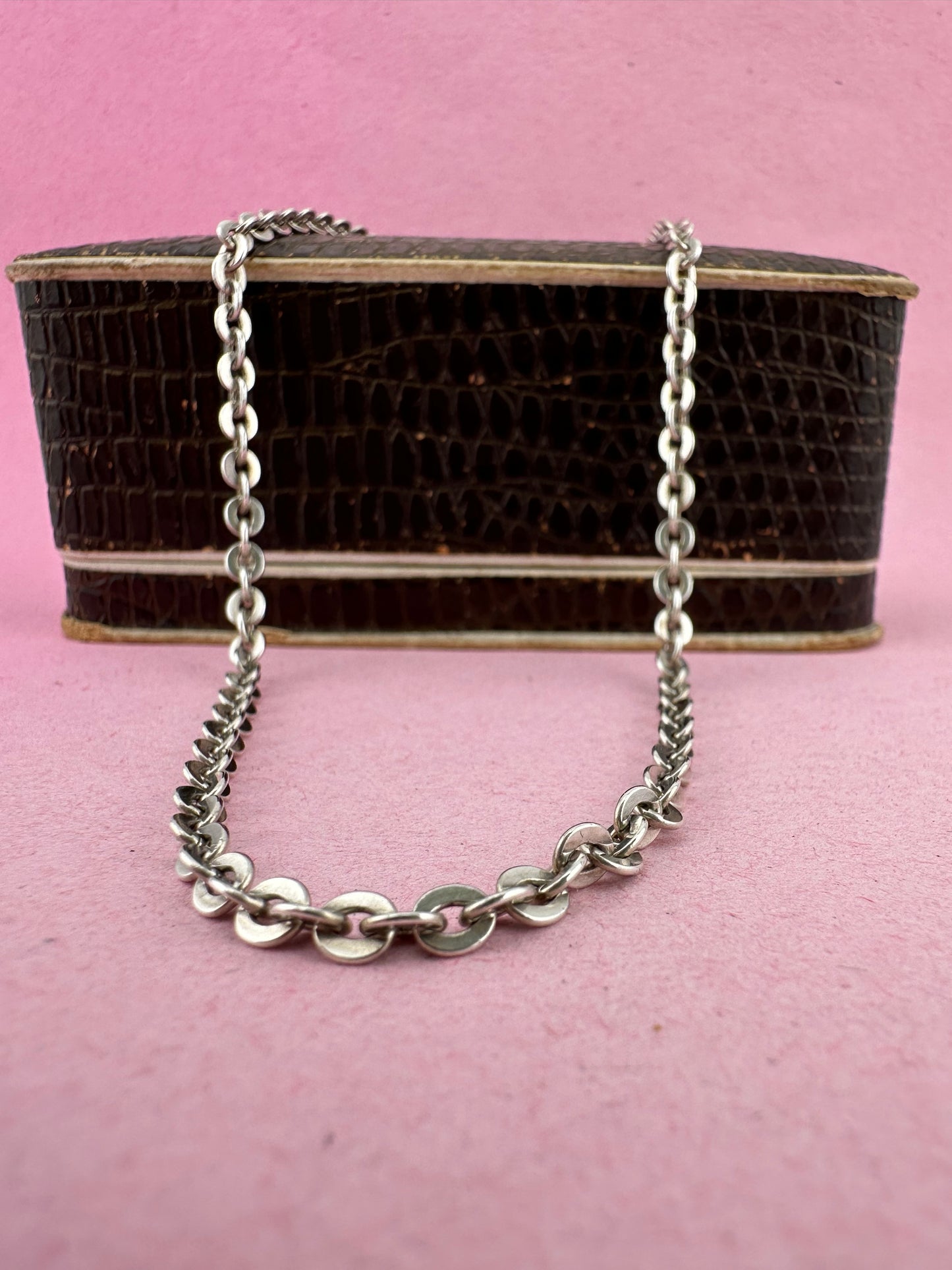 Sterling Silver Flat Cable Chain with Bolt clasp