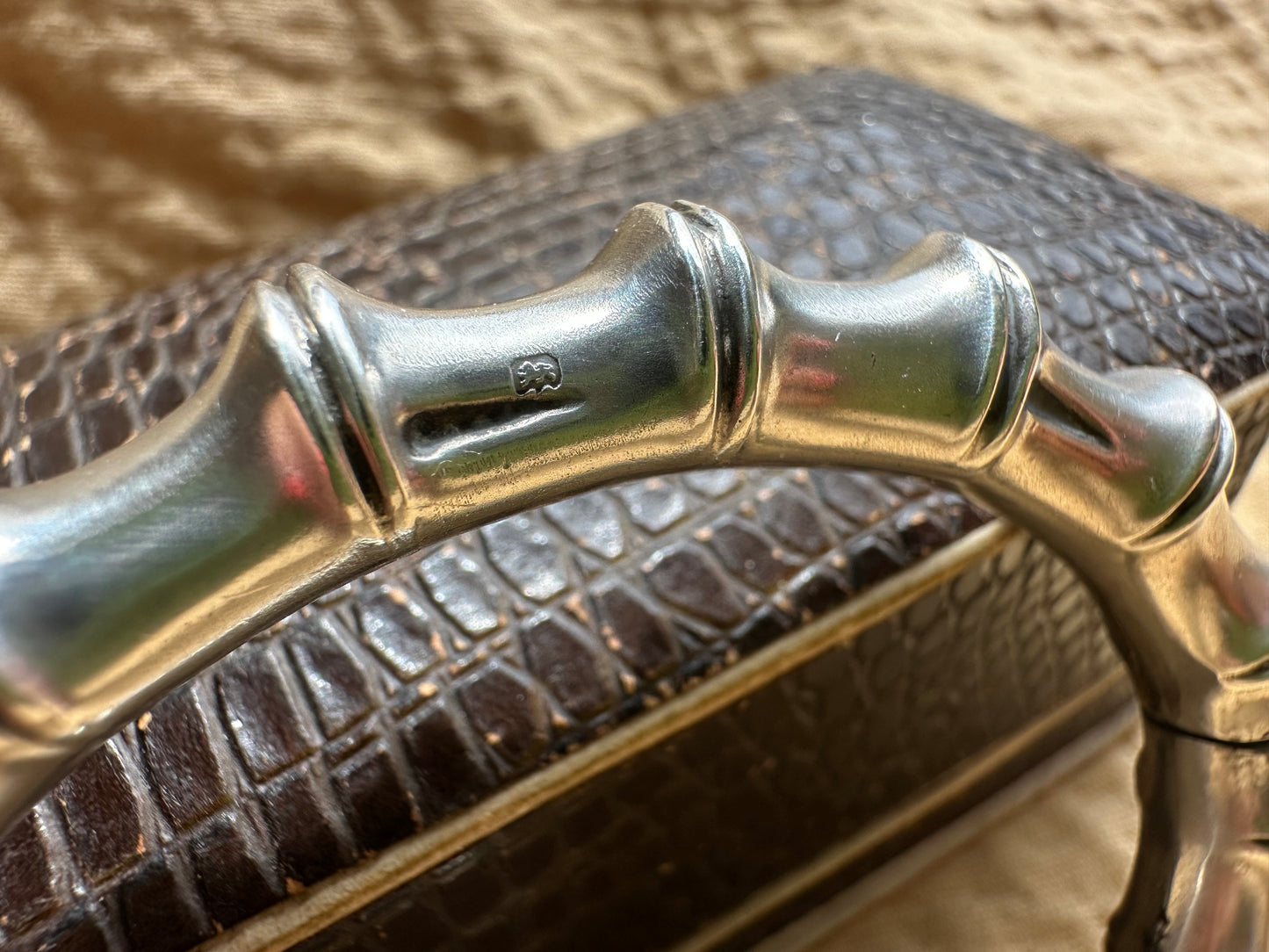 Edwardian Sterling Silver Bamboo Hinged Bangle