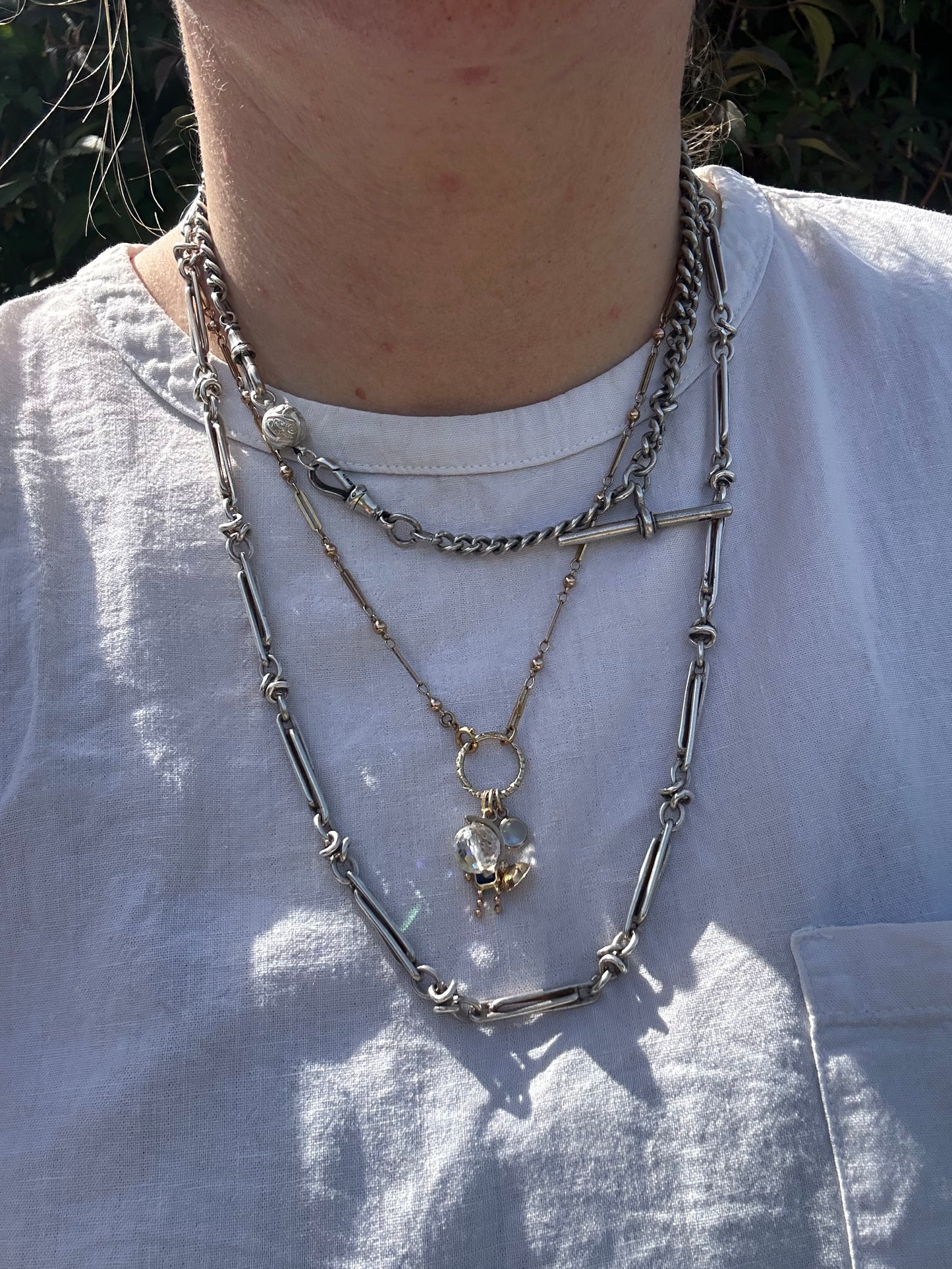 Vintage Sterling Silver Double Trombone chain
