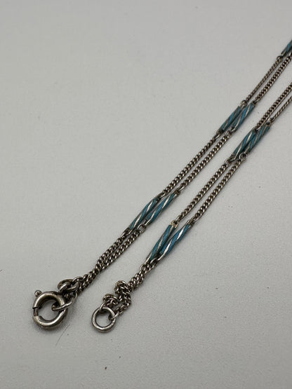 Art Deco 935 Silver and blue enamel bar station chain