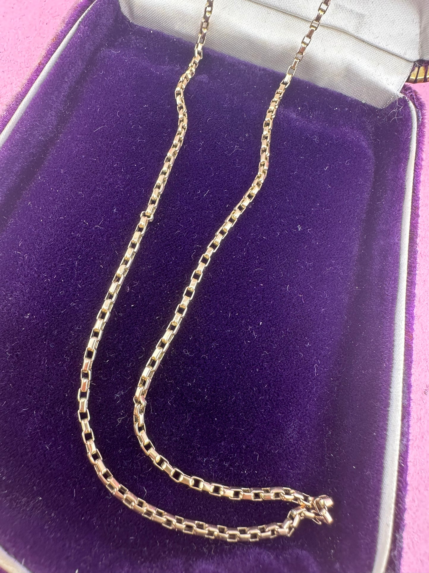 Antique 9ct Rose Gold Box chain with swivel dogclip