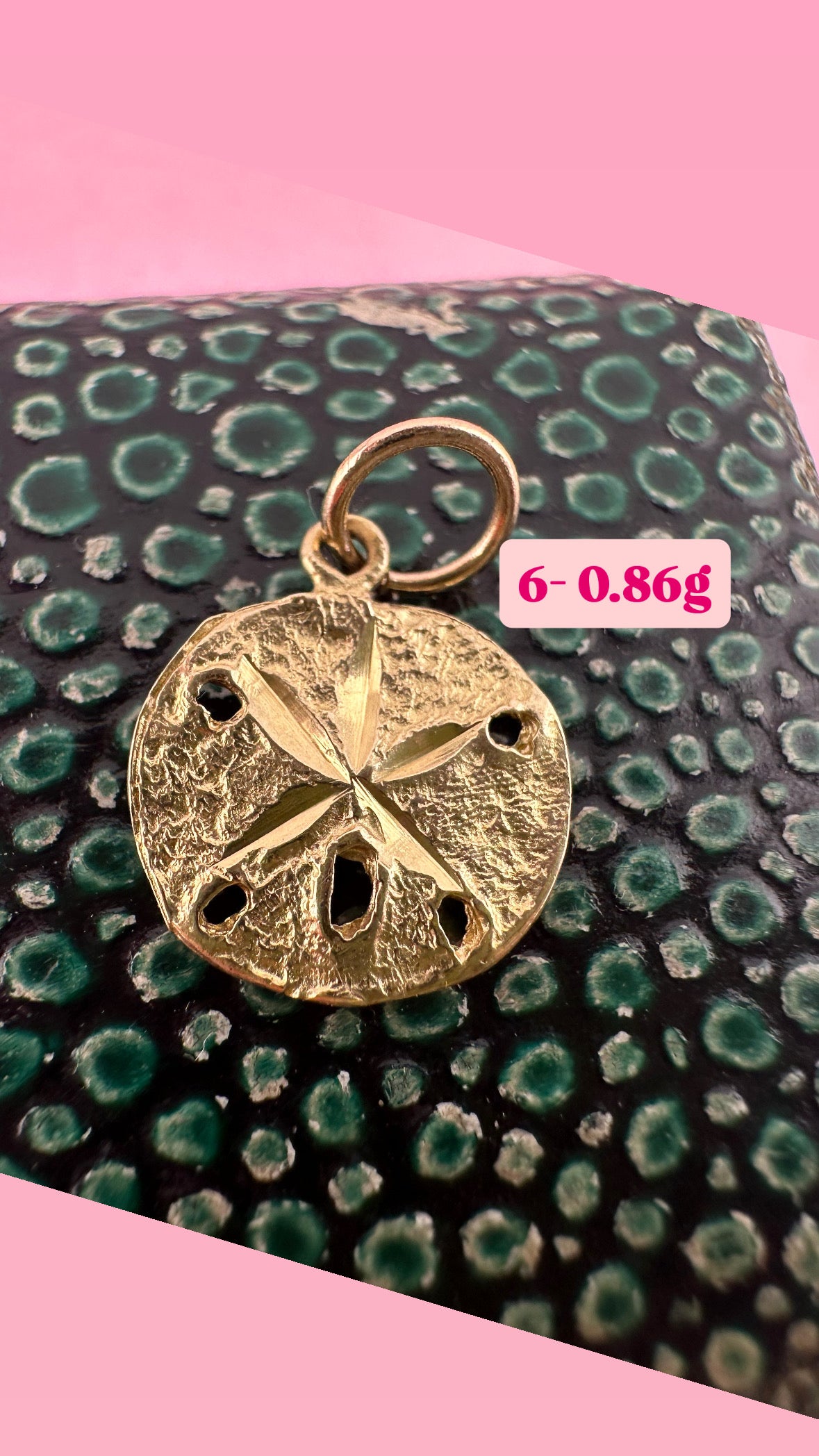 Vintage 14ct Sand Dollar Sea Urchin Charm with 9ct Gold bail.