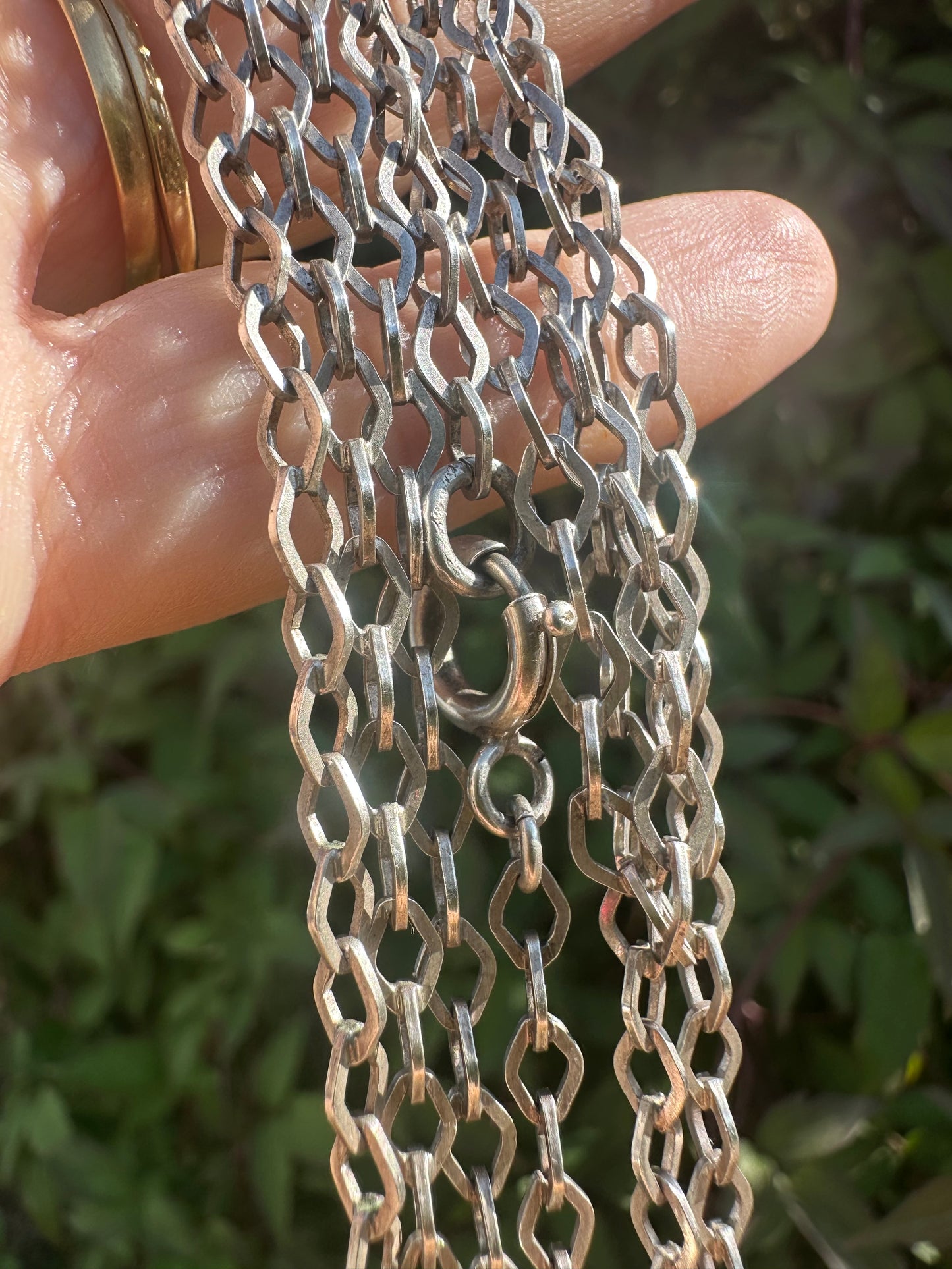 French 800 Silver Lozenge link Long Guard chain
