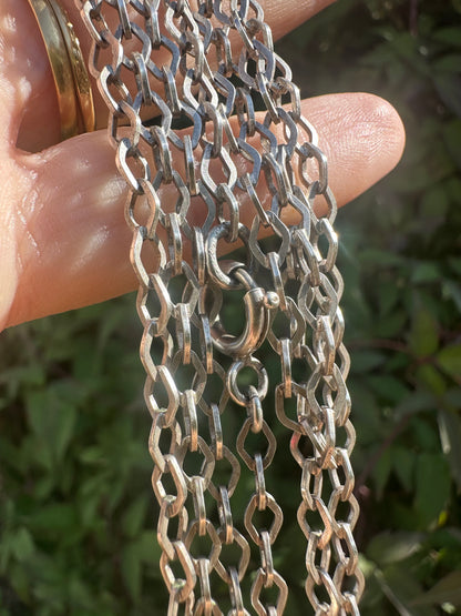 French 800 Silver Lozenge link Long Guard chain