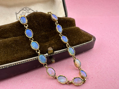 Vintage 9ct Gold Opal tennis bracelet