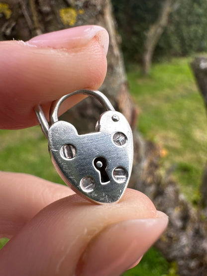 Vintage Sterling silver heart padlock