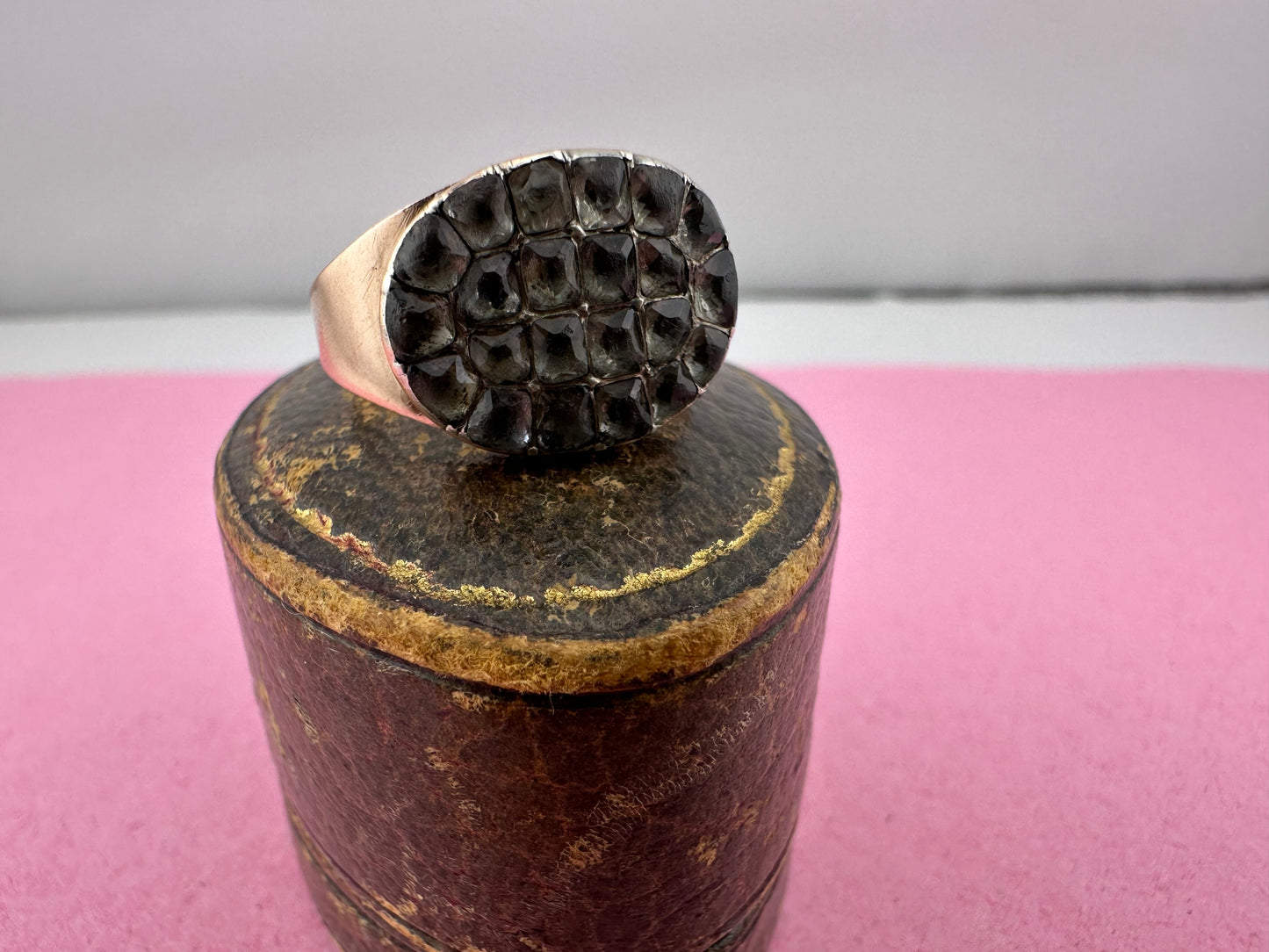 Antique 9ct Rose gold and Paste Cluster ring