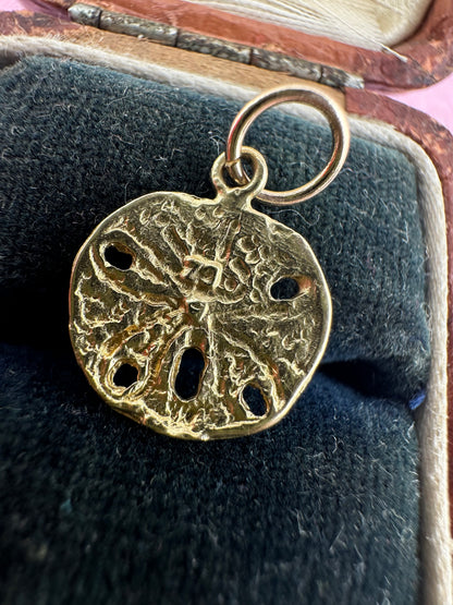 Vintage 14ct Sand Dollar Sea Urchin Charm with 9ct Gold bail.