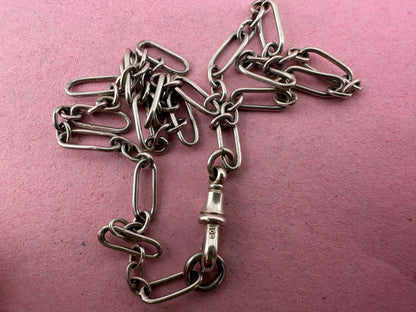 Antique 800 Silver mini trombone chain with dog clip