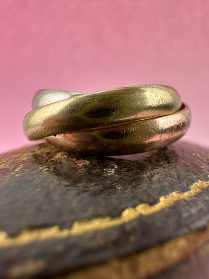 Vintage 9ct Gold Tri-colour Russian rolling band