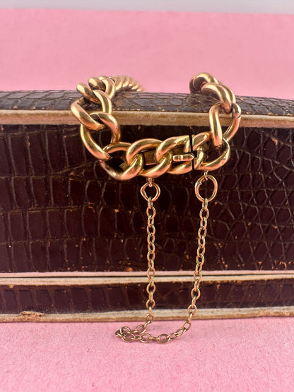 Antique 15ct Gold Curb Bracelet with concealed clasp