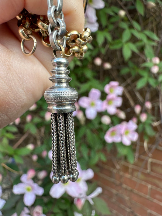Antique 800 silver tassel pendant