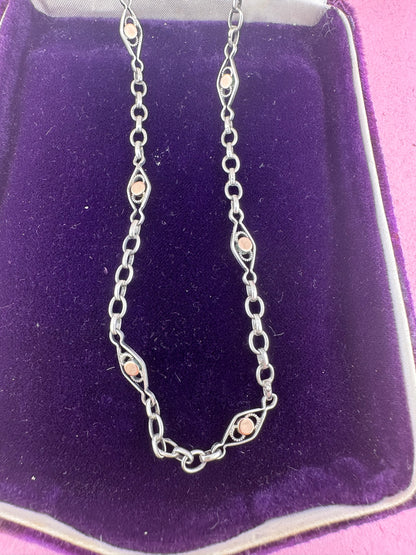 French 800 Silver Lozenge link chain with 9ct rose gold accents