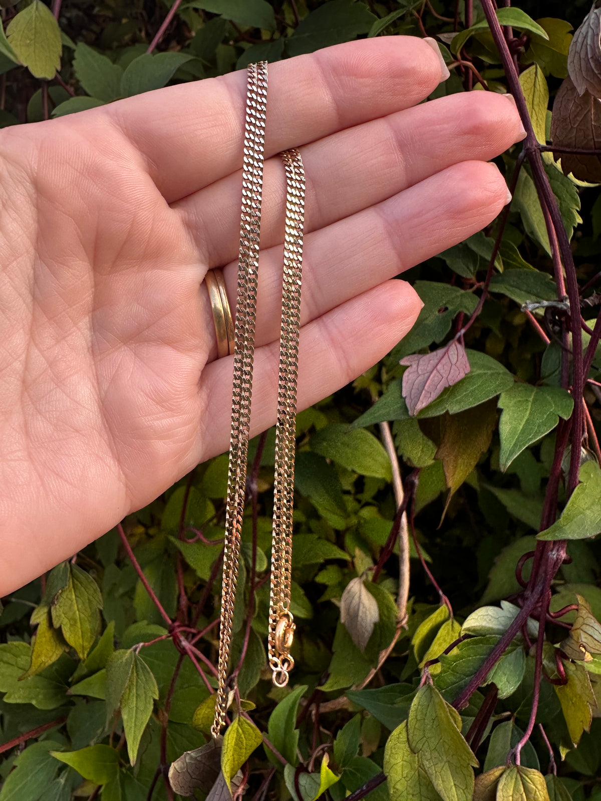 Vintage 9ct yellow gold Flat curb chain