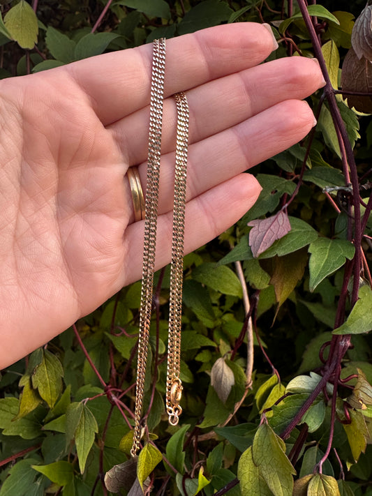 Vintage 9ct yellow gold Flat curb chain