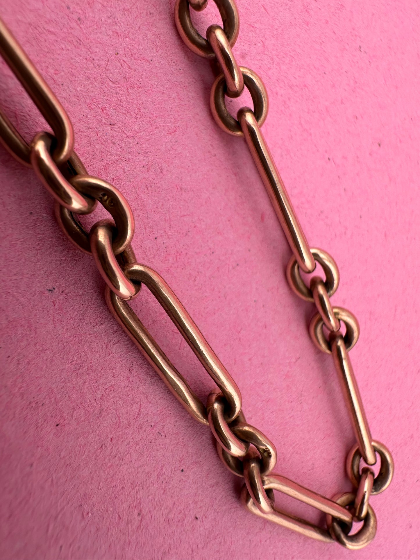 Antique 9ct Rose Gold Trombone Albert Chain