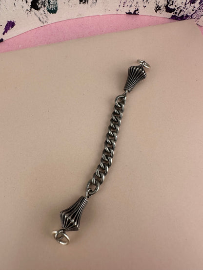 Sterling silver curb Claspless extender with fluted beaded ends