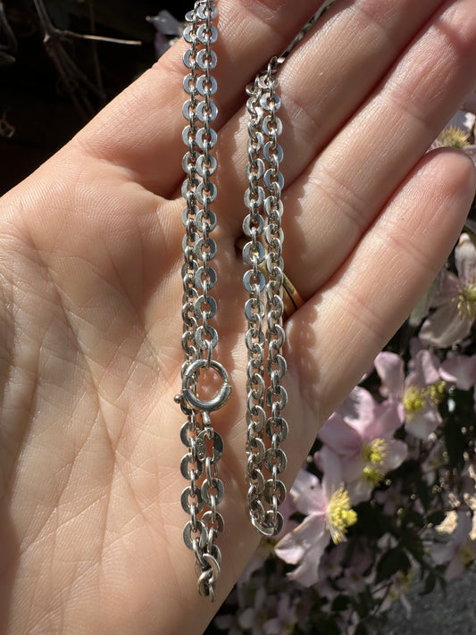 Sterling Silver Flat Cable Chain with Bolt clasp