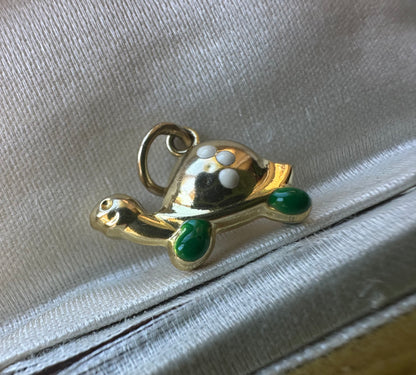 9ct Gold Enamelled Tortoise charm