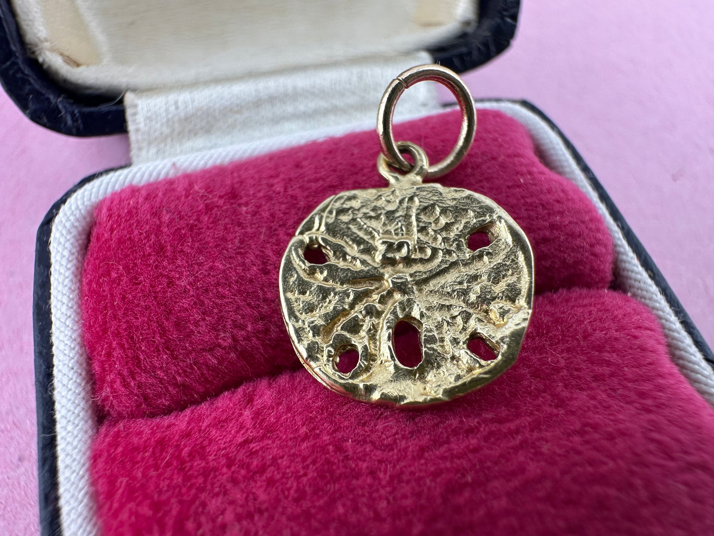 Vintage 14ct Sand Dollar Sea Urchin Charm with 9ct Gold bail.