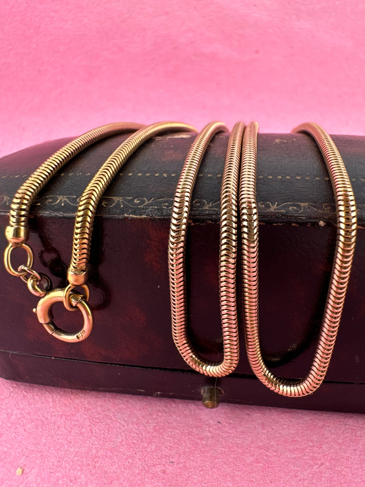 Antique 9ct Rose Gold Snake chain with bolt clasp