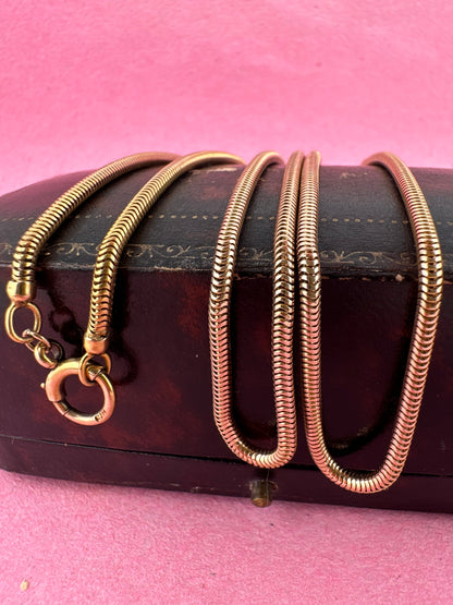Antique 9ct Rose Gold Snake chain with bolt clasp
