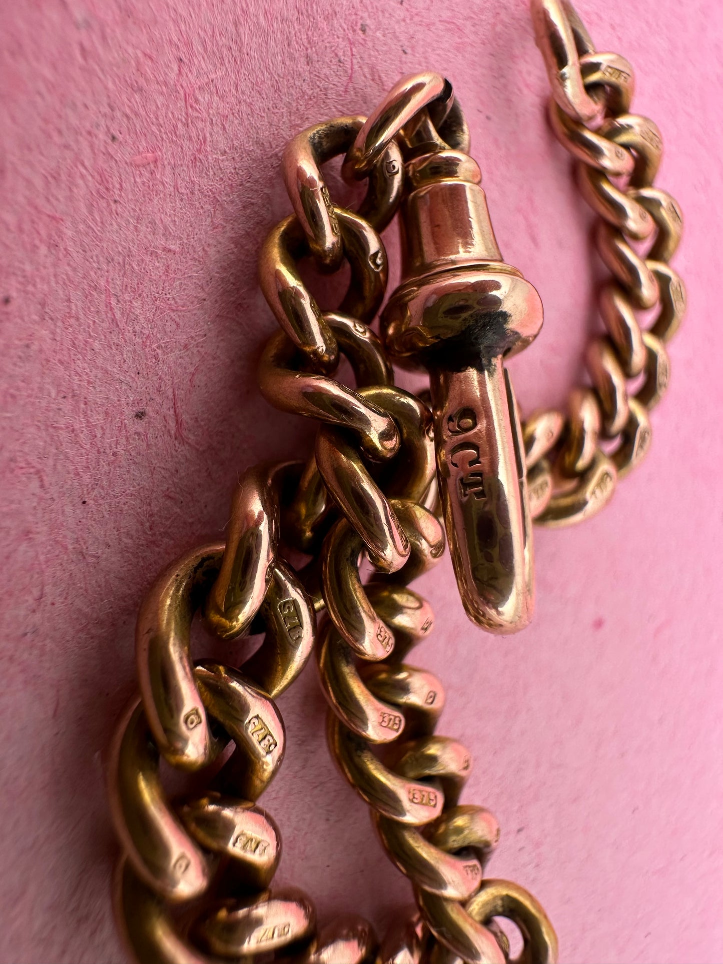 Antique 9ct Rose Gold Graduated Curb extender