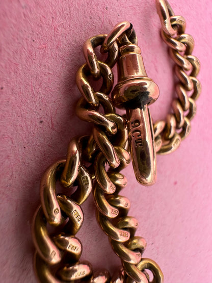 Antique 9ct Rose Gold Graduated Curb extender