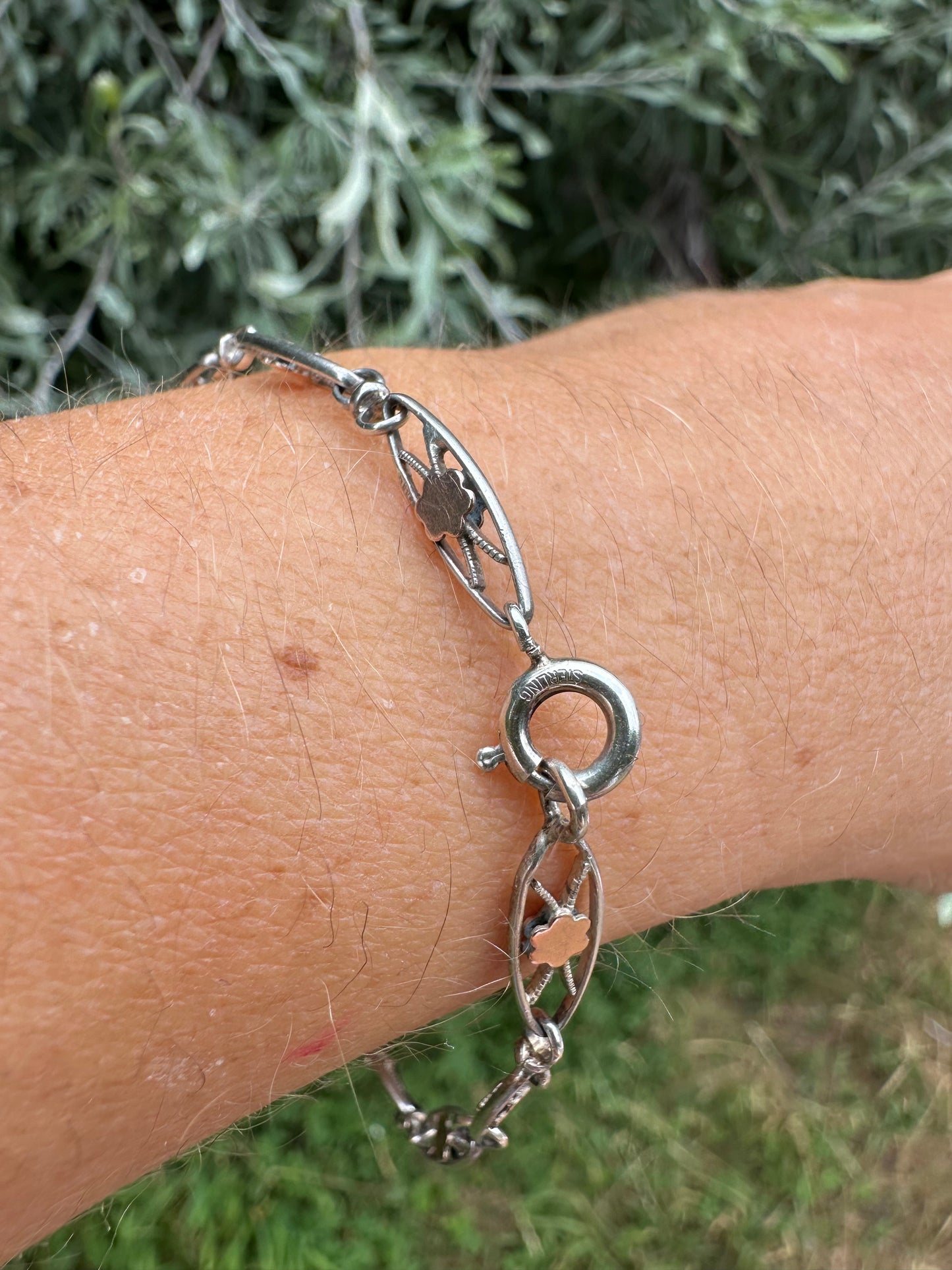 French 800 silver filigree bracelet with gold plated details.