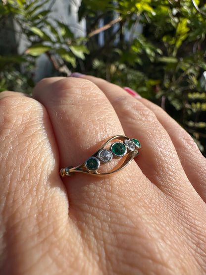 14ct Gold Emerald and Diamond ring