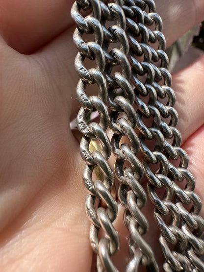 Antique Sterling Silver Ungraduated Curb Albert with dogclip and t-bar