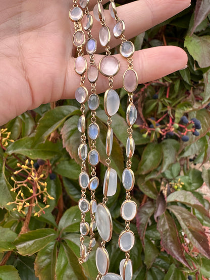 Antique 9ct Gold Bezel set Moonstone necklace