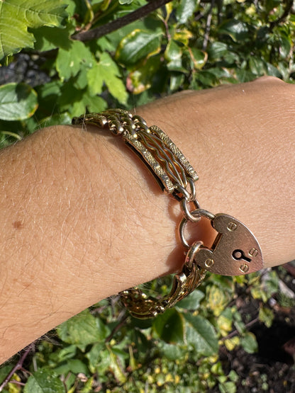 Vintage 9ct Rose Gold Patterned Gate Bracelet