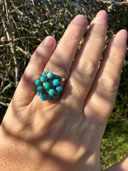 French 14ct Turquoise 5 hinged Harem ring